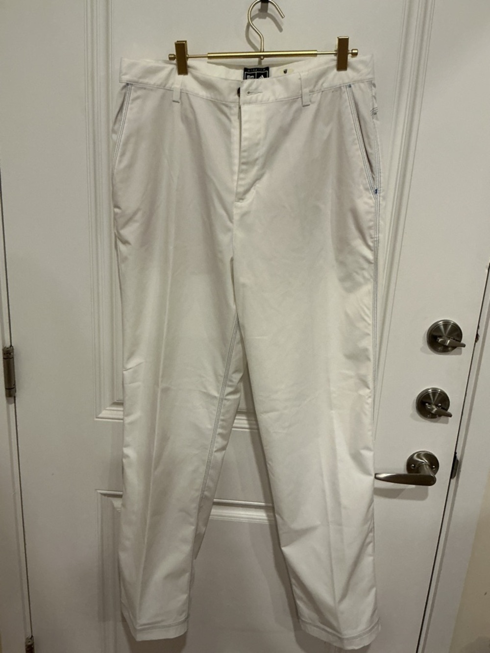 adidas  men’s golf White pants with Blue Logo